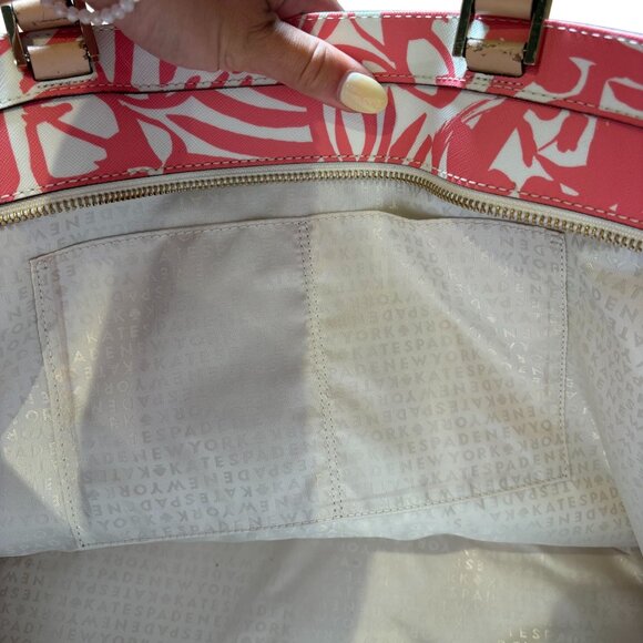 Kate Spade Grant Street Tropical Palm Juno Tote, Pink Multi - Picture 12 of 16
